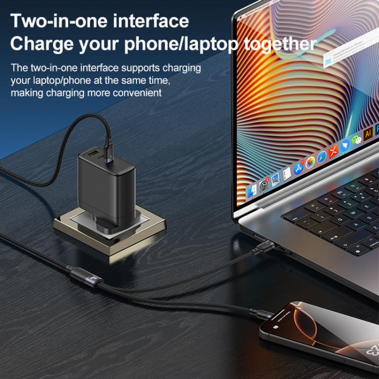 Yesido CA92 100W 5A USB-C / Type-C to Dual Type-C 2 in 1 Charging Cable, Length:1.2m(Black) - USB-C & Type-C Cable by Yesido | Online Shopping UK | buy2fix
