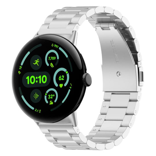 For Google Pixel Watch 5 / 4 / 3 45mm xDfind Three Beads Quick Release Metal Watch Band(Silver)