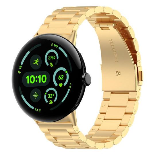 For Google Pixel Watch 5 / 4 / 3 45mm xDfind Three Beads Quick Release Metal Watch Band(Gold)
