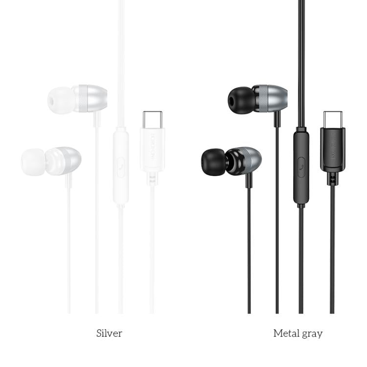 Borofone BM95 Excepcional Type-C Interface Universal Digital Wired Earphones with Microphone, Length: 1.2m(Silver) - Normal Style Earphone by Borofone | Online Shopping UK | buy2fix