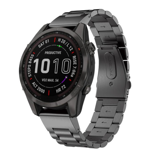 For Garmin Fenix 8/7S/6S/5S 20mm xDfind Three Beads Quick Release Metal Watch Band(Black)
