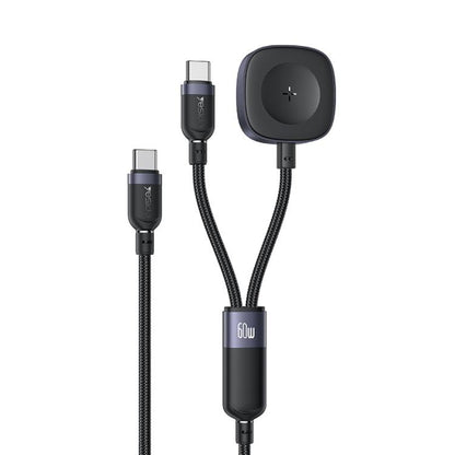 Yesido CA136C 60W USB-C / Type-C to Type-C & iWatch 2 in 1 Charging Cable, Length:1.2m(Black) - Charger / Holder by Yesido | Online Shopping UK | buy2fix