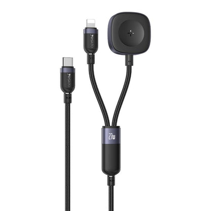 Yesido CA136L 27W USB-C / Type-C to 8 Pin & iWatch 2 in 1 Charging Cable, Length:1.2m(Black) - Charger / Holder by Yesido | Online Shopping UK | buy2fix