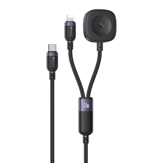 Yesido CA136L 27W USB-C / Type-C to 8 Pin & iWatch 2 in 1 Charging Cable, Length:1.2m(Black)