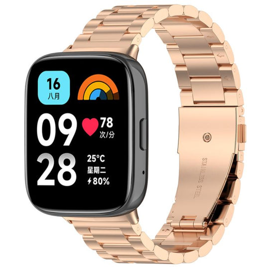 For Xiaomi Redmi Watch 3 20mm xDfind Three Beads Quick Release Metal Watch Band(Rose Gold)