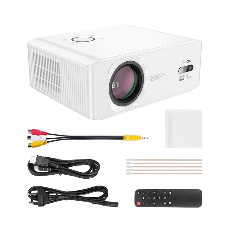 hoco DT3 1920x1080P 370ANSI Smart Electric Focus Projector Android Version, EU Plug(White) - Mini Projector by hoco | Online Shopping UK | buy2fix