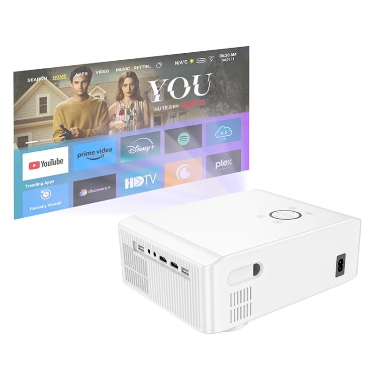 hoco DT3 1920x1080P 370ANSI Smart Electric Focus Projector Android Version, US Plug(White) - Mini Projector by hoco | Online Shopping UK | buy2fix