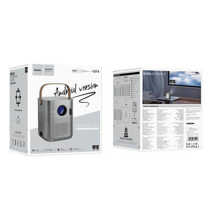 hoco DT4 1280x720P 190ANSI Smart Full Autofocus Projector Android Version, UK Plug(Metal Grey) - Mini Projector by hoco | Online Shopping UK | buy2fix