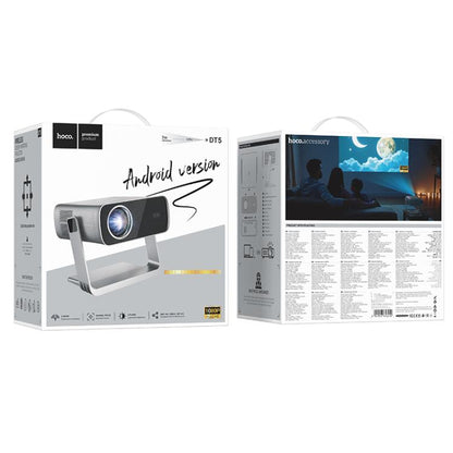 hoco DT5 1920x1080P 270ANSI Smart Electric Focus Projector Android Version, EU Plug(Metal Grey) - Mini Projector by hoco | Online Shopping UK | buy2fix