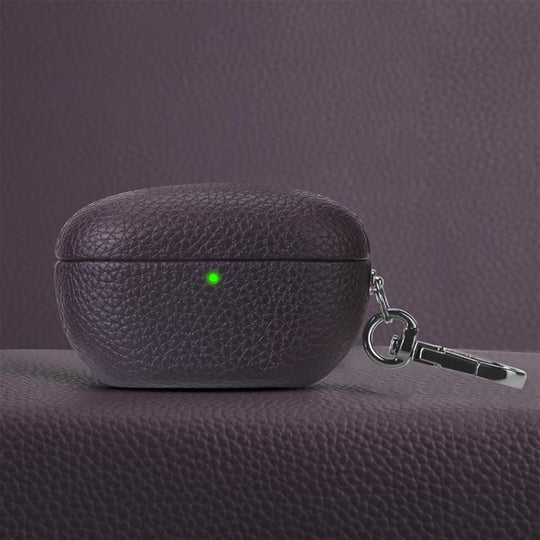 For Sony WF-1000XM5 Litchi Texture PU Earphones Case with Hook(Dark Purple)