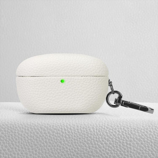 For Sony WF-1000XM5 Litchi Texture PU Earphones Case with Hook(White)