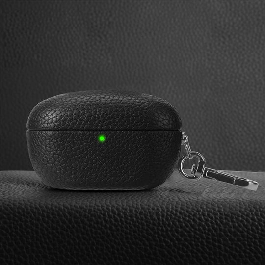 For Sony WF-1000XM5 Litchi Texture PU Earphones Case with Hook(Black)
