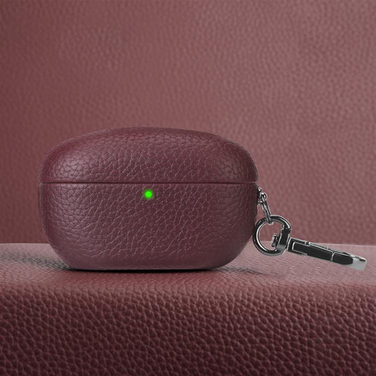 For Sony WF-1000XM5 Litchi Texture PU Earphones Case with Hook(Wine Red)