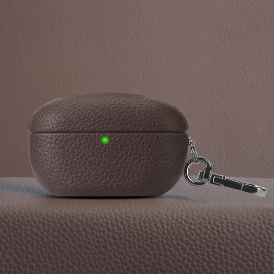 For Sony WF-1000XM5 Litchi Texture PU Earphones Case with Hook(Coffee)