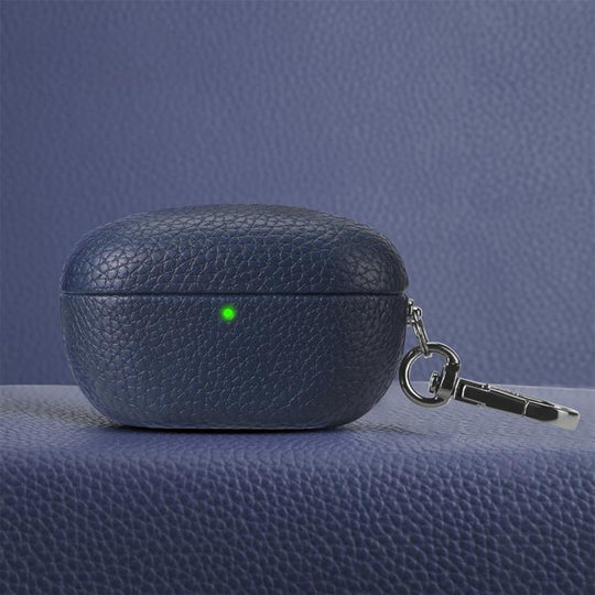 For Sony WF-1000XM5 Litchi Texture PU Earphones Case with Hook(Dark Blue)