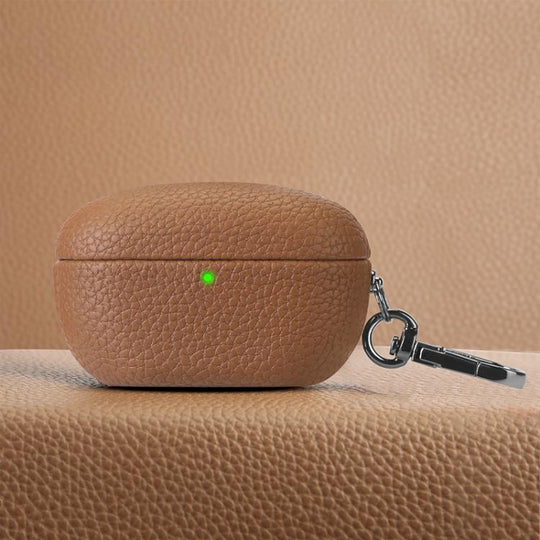 For Sony WF-1000XM5 Litchi Texture PU Earphones Case with Hook(Brown)