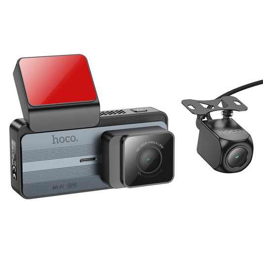 hoco DV12 2K 3.69 inch IPS Screen Display GPS Driving Recorder with Rear Camera(Silver Grey) - Car DVRs by hoco | Online Shopping UK | buy2fix