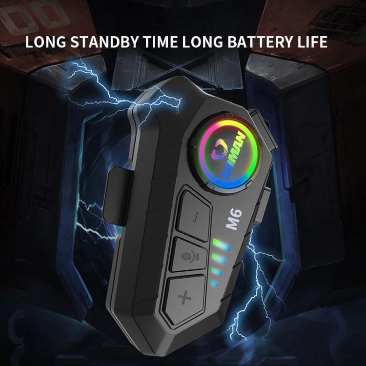 SOMAN Motorcycle Helmet Bluetooth Headset Stereo Voice Microphone, Style:M6-Hard Mic - Motorcycle Walkie Talkie by SOMAN | Online Shopping UK | buy2fix