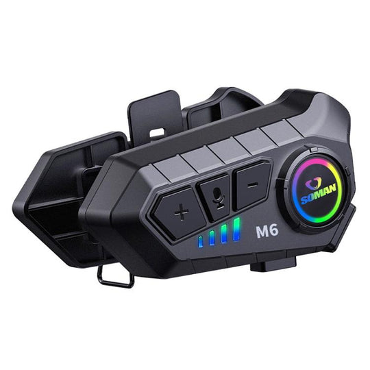 SOMAN Motorcycle Helmet Bluetooth Headset Stereo Voice Microphone, Style:M6-Soft Mic