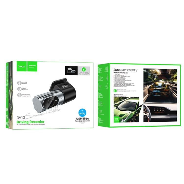 hoco DV13 720P HD Night Vision Screenless Hidden WiFi Driving Recorder(Metal Grey) - Car DVRs by hoco | Online Shopping UK | buy2fix