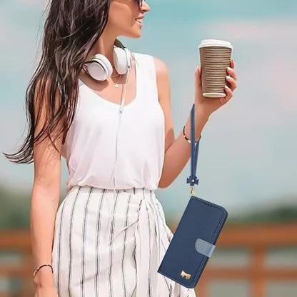 For iPhone Air Metal Bow Leather Phone Case with Hand Strap(Dark Blue) - iPhone Air Cases by buy2fix | Online Shopping UK | buy2fix