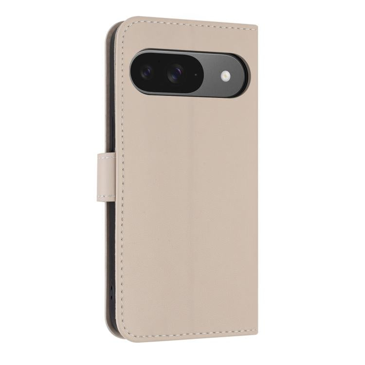 For Google Pixel 10 Pro / 9 Pro Metal Bow Leather Phone Case with Hand Strap(Apricot) - Google Cases by buy2fix | Online Shopping UK | buy2fix