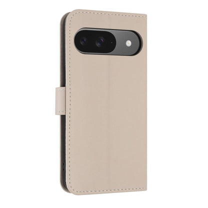 For Google Pixel 10 Pro / 9 Pro Metal Bow Leather Phone Case with Hand Strap(Apricot) - Google Cases by buy2fix | Online Shopping UK | buy2fix