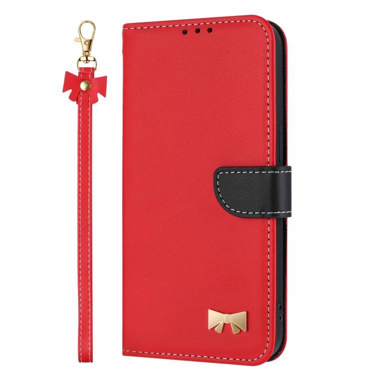 For Google Pixel 10 Pro XL / 9 Pro XL Metal Bow Leather Phone Case with Hand Strap(Red) - Google Cases by buy2fix | Online Shopping UK | buy2fix
