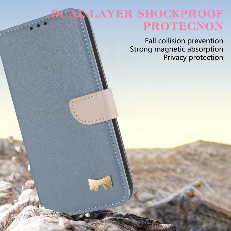 For Google Pixel 10 Pro XL / 9 Pro XL Metal Bow Leather Phone Case with Hand Strap(Light Blue) - Google Cases by buy2fix | Online Shopping UK | buy2fix