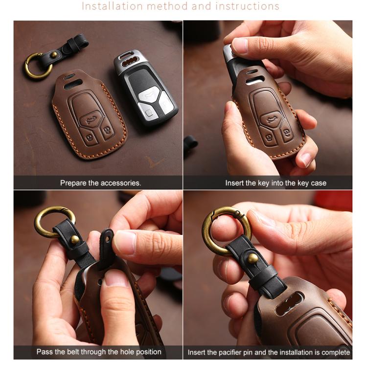 For Mazda Axela Hallmo B023 Crazy Horse Cowhide Car Key Protection Cover(Red) - Car Key Cases by Hallmo | Online Shopping UK | buy2fix