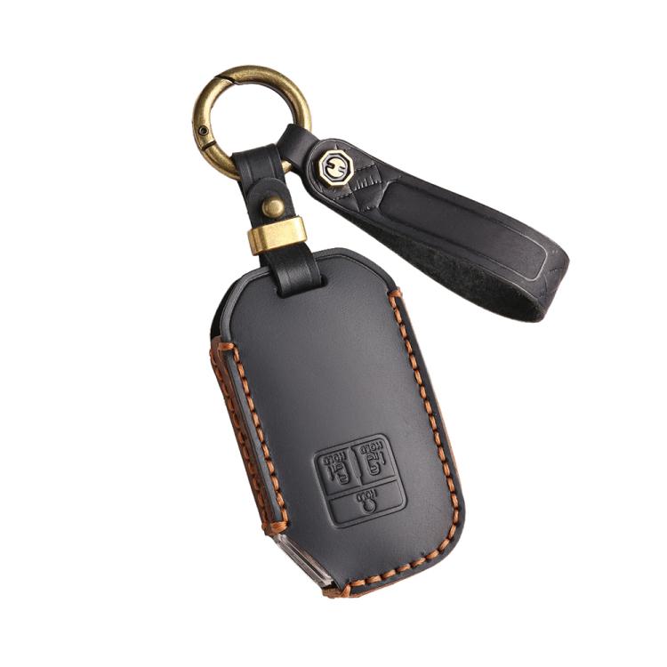 For Kia Carnival Hallmo B087 Crazy Horse Cowhide Car Key Protection Cover(Black) - Car Key Cases by Hallmo | Online Shopping UK | buy2fix
