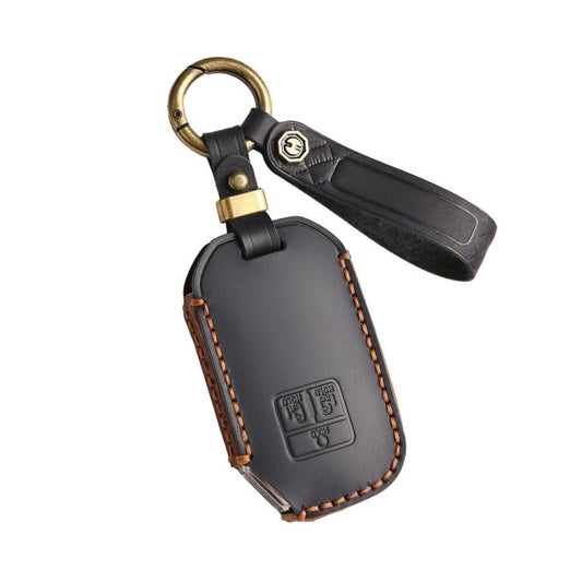For Kia Carnival Hallmo B087 Crazy Horse Cowhide Car Key Protection Cover(Black) - Car Key Cases by Hallmo | Online Shopping UK | buy2fix