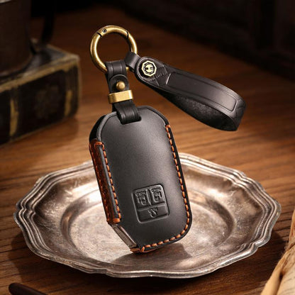 For Kia Carnival Hallmo B087 Crazy Horse Cowhide Car Key Protection Cover(Brown) - Car Key Cases by Hallmo | Online Shopping UK | buy2fix