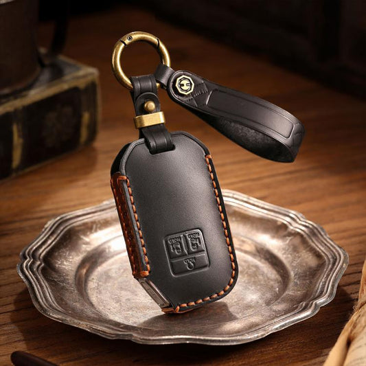 For Kia Carnival Hallmo B087 Crazy Horse Cowhide Car Key Protection Cover(Brown) - Car Key Cases by Hallmo | Online Shopping UK | buy2fix