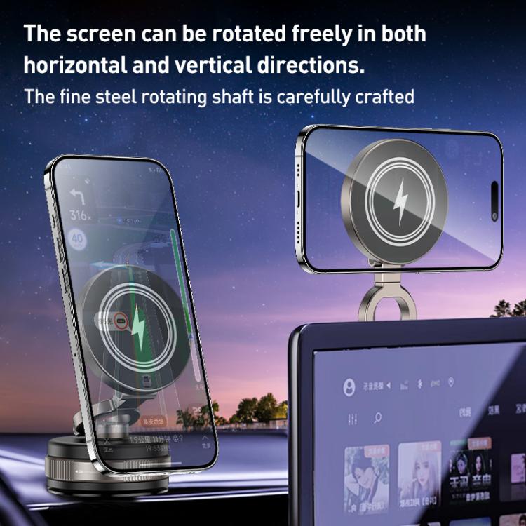 D1W 15W Rotatable Foldable Car Wireless Charging Magnetic Holder(Tarnish) - Wireless Charger Holders by buy2fix | Online Shopping UK | buy2fix