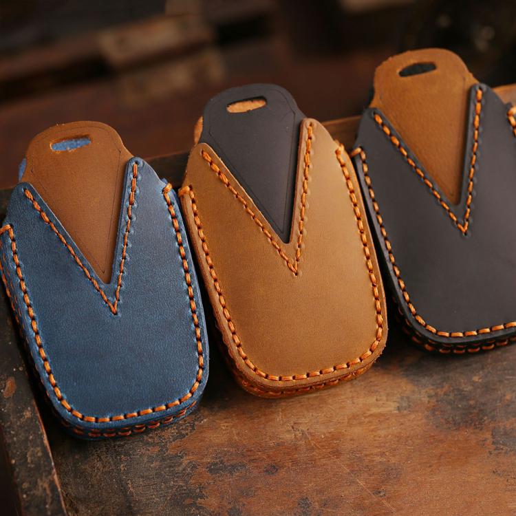 For Toyota Corolla 2-button B110 Crazy Horse Cowhide Car Key Protection Cover(Blue) - Car Key Cases by Hallmo | Online Shopping UK | buy2fix