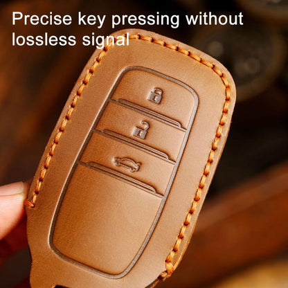 For Toyota Corolla 2-button B110 Crazy Horse Cowhide Car Key Protection Cover(Blue) - Car Key Cases by Hallmo | Online Shopping UK | buy2fix