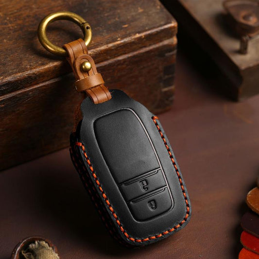 For Toyota Corolla 3-button B111 Crazy Horse Cowhide Car Key Protection Cover(Black) - Car Key Cases by Hallmo | Online Shopping UK | buy2fix