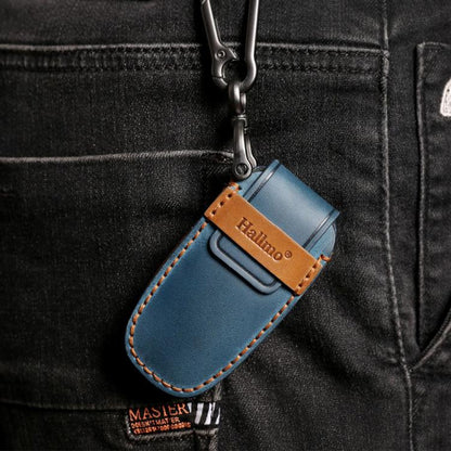 For Toyota North American 3+1-button C013 Crazy Horse Cowhide Car Key Protection Cover(Blue) - Car Key Cases by Hallmo | Online Shopping UK | buy2fix