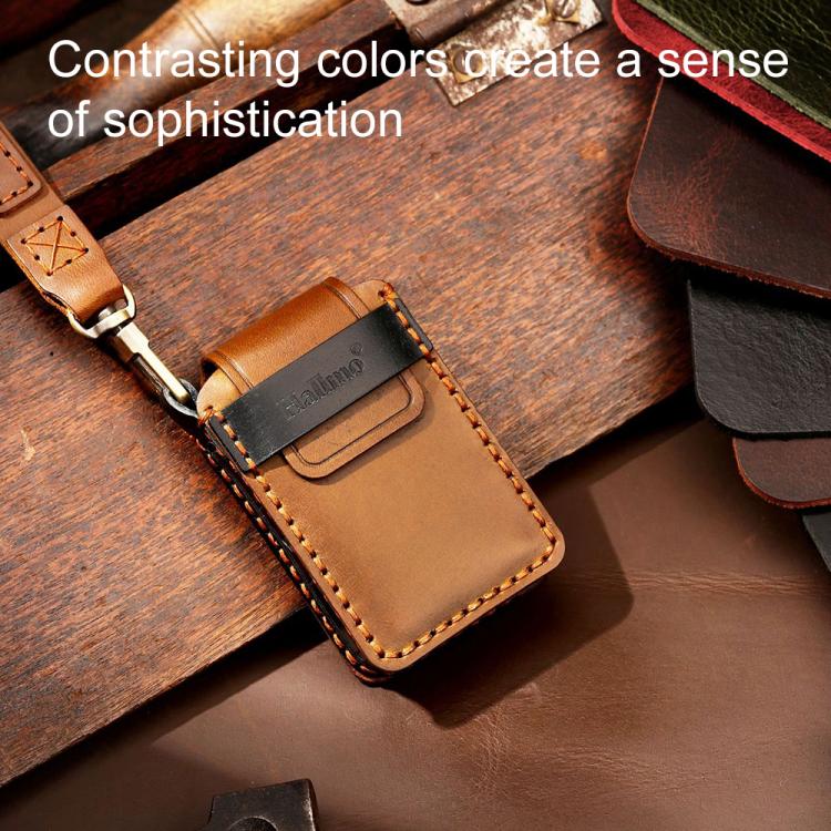 For Volvo XC60 / XC90 / S90 5-button C046 Crazy Horse Cowhide Car Key Protection Cover(Black) - Car Key Cases by Hallmo | Online Shopping UK | buy2fix
