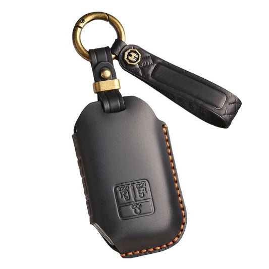 For Kia Carnival SX Hallmo E171 Crazy Horse Cowhide Car Key Protection Cover(Black) - Car Key Cases by Hallmo | Online Shopping UK | buy2fix