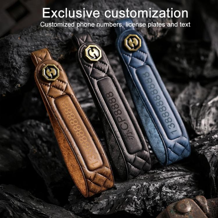 For Kia Carnival SX Hallmo E171 Crazy Horse Cowhide Car Key Protection Cover(Blue) - Car Key Cases by Hallmo | Online Shopping UK | buy2fix