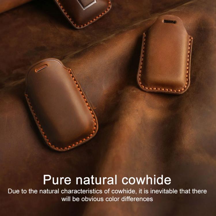 For Kia Carnival SX Hallmo E171 Crazy Horse Cowhide Car Key Protection Cover(Brown) - Car Key Cases by Hallmo | Online Shopping UK | buy2fix