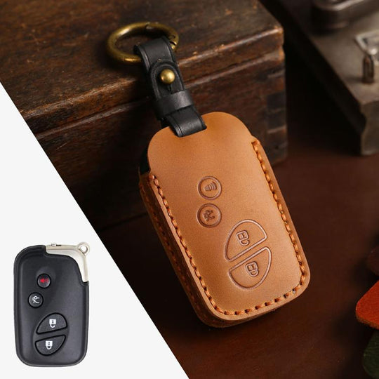 For Lexus RX270 / ES240 / LX570 Hallmo Crazy Horse Cowhide Car Key Protection Cover(4-button Brown)