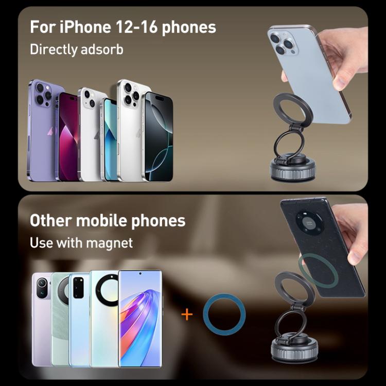 G512 Multifunctional Vacuum Double-Sided Magnetic Car Phone Holder(Silver) - Universal Car Holders by buy2fix | Online Shopping UK | buy2fix