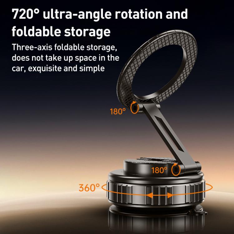 G712 Vacuum Adsorption Foldable Magnetic Car Phone Holder(Black) - Universal Car Holders by buy2fix | Online Shopping UK | buy2fix