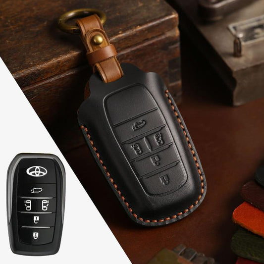 For Toyota Alphard Hallmo Crazy Horse Cowhide Car Key Protection Cover(5-button Black) - Car Key Cases by Hallmo | Online Shopping UK | buy2fix