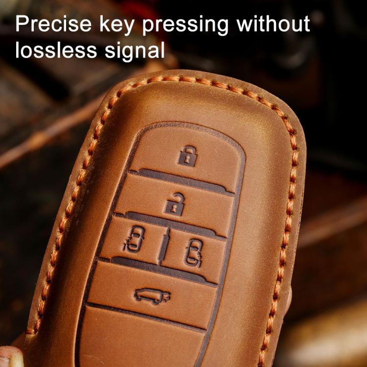For Toyota Alphard Hallmo Crazy Horse Cowhide Car Key Protection Cover(5-button Brown) - Car Key Cases by Hallmo | Online Shopping UK | buy2fix