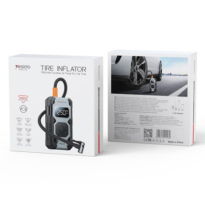 Yesido VC12 7800mAh Multi-function Car Air Pump Car Tires Cordless Tire Inflator(Black) - Inflatable Pump by Yesido | Online Shopping UK | buy2fix