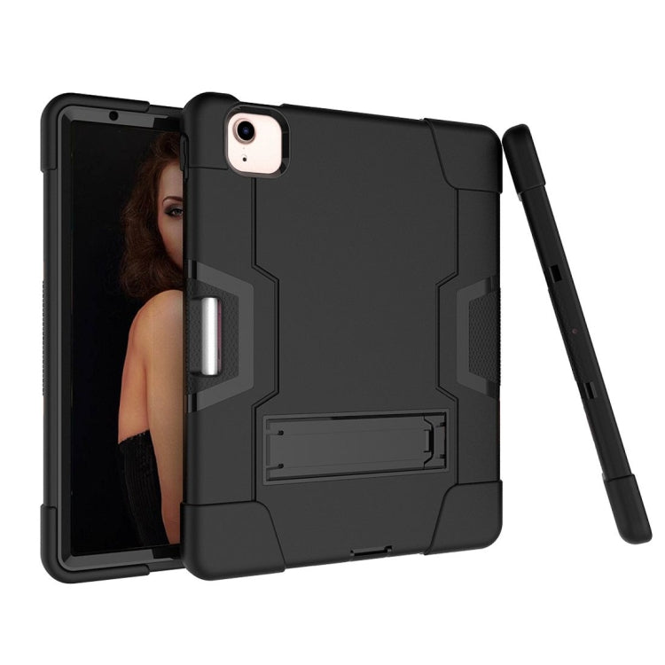 For iPad Air 2022 / 2020 10.9 Contrast Color Robot Shockproof Silicon + PC Protective Case with Holder & Pen Slot(Black) - iPad Air (2022) / (2020) 10.9 Cases by buy2fix | Online Shopping UK | buy2fix